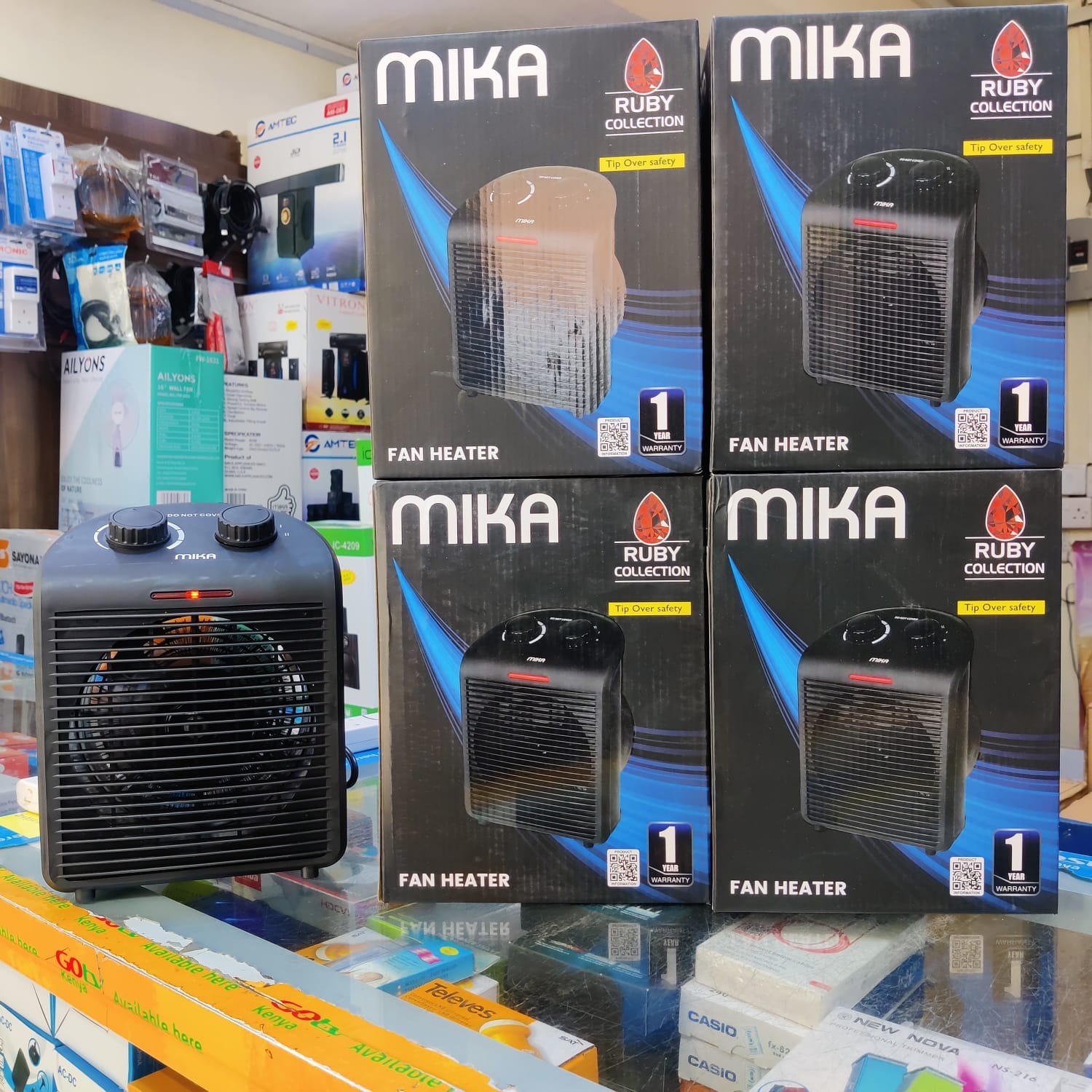 MIKA Fan Heater, 1000W-2000W, Grey MH105G